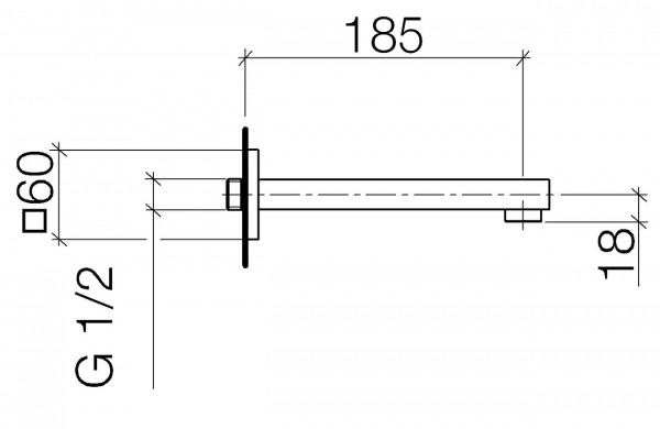 Dornbracht Symetrics afbouwdeel wanduitloop sprong 18.5cm platina mat 1380098006