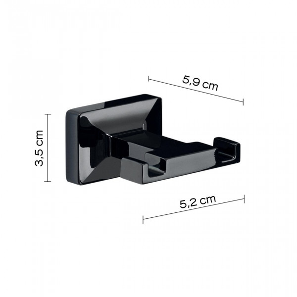 Gedy Handdoekhaakjes G-GRAN TORINO duplicaat 35x60x59mm Glazend Zwart