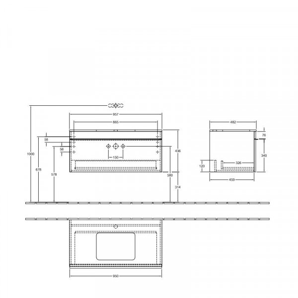 Villeroy en Boch Wastafelmeubels Venticello 957 x 436 x 502 mm