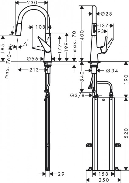 Keukenkraan Met Handdouche Hansgrohe Talis M51 sBox 2jet 200mm Chroom