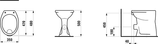 Laufen Albanova staand closet 48x35x50cm vlakspoel afvoer PK verhoogd keramiek wit H8219900000001