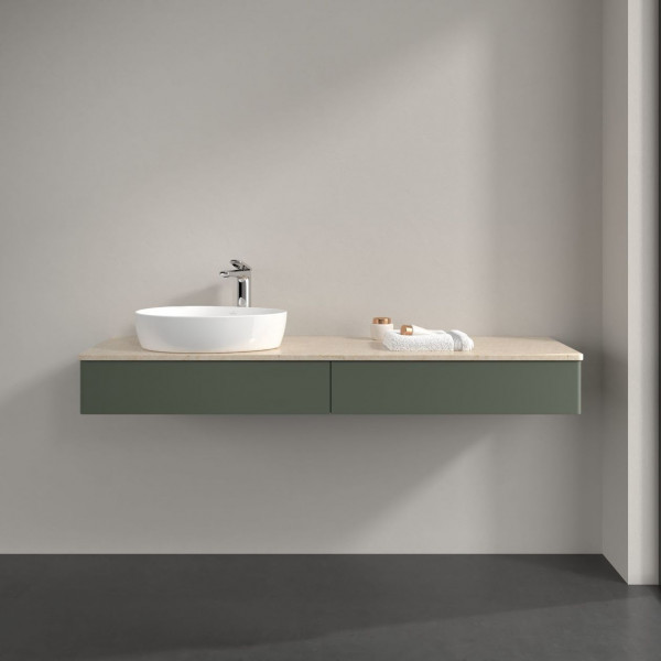 Wastafelmeubel Voor Opzet Waskom Villeroy en Boch Antao 1600x190x500mm Leaf Green Matt Lacquer/Bo...