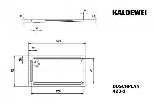 Kaldewei Douchebak Rechthoekig Mod.423-1 Duschplan (432300010)