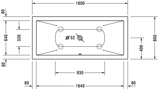 Duravit Whirlpool Rechthoekig DuraSquare Wit  1800x800mm