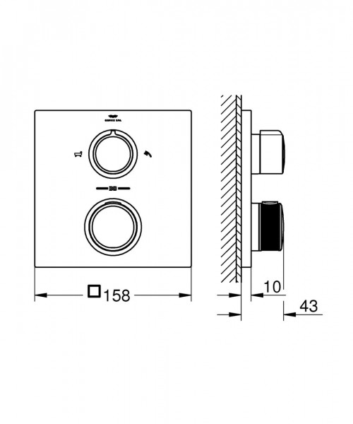 Wandgemonteerde Bad Douche Mengkraan Grohe Allure thermostatisch Cool Sunrise Geborsteld