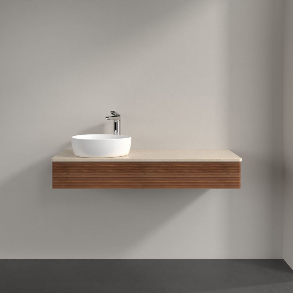 Wastafelmeubel Voor Opzet Waskom Villeroy en Boch Antao 1200x190x500mm Warm Walnut/Boticcino