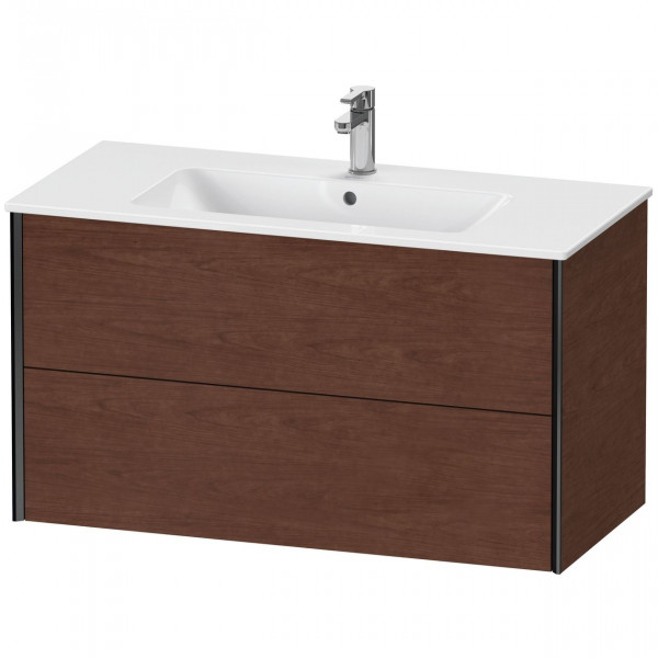 Meuble Pour Lavabo Encastrable Duravit XViu suspendu 2 tiroirs, pour lav. ME 1010mm Noyer Américain/Noir Mat XV41270B213