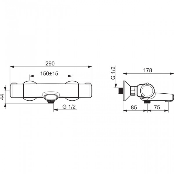 Thermostatische Mengkraan Bad Douche Hansa MICRA 159mm Zwart Mat