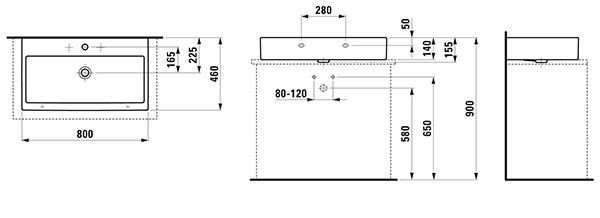 Laufen Living City opzetwastafel 80x46x15.5cm 1 kraangat met overloop geslepen onderzijde keramiek wit h8174370001041