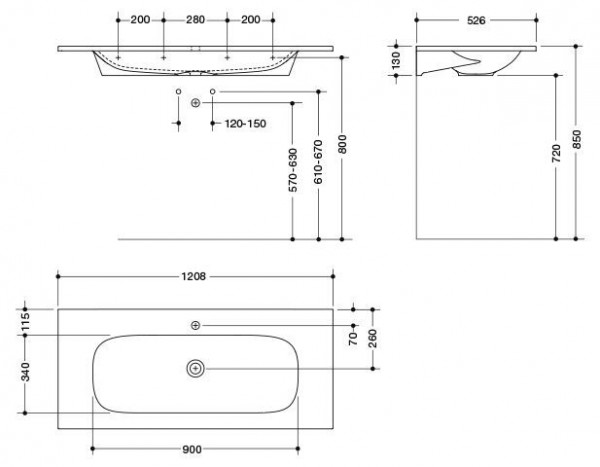 Hewi Hangende Wastafel System M 40 1208 mm Alpenwit M40.11.300