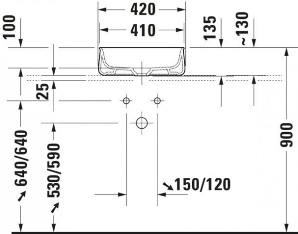 Opbouw Wastafel Duravit Zencha gemalen 420mm Mat Wit