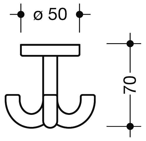 Hewi Handdoekhaakjes System 800 K Drievoudige haak ø 50 mm 800.90.05099