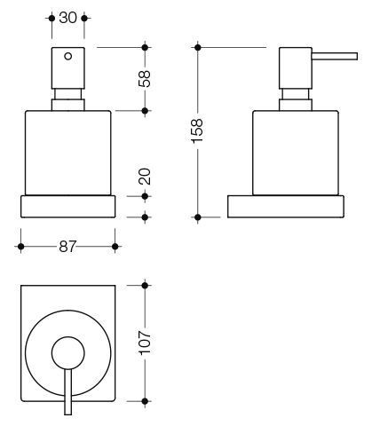 Hewi Zeepdispenser Wand System 100 met houder Chroom/Satijn Glas