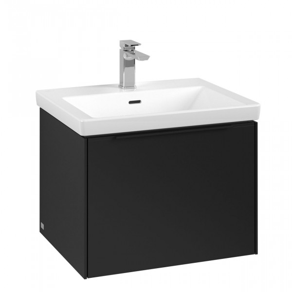 Villeroy & Boch Subway 3.0 wastafelonderkast 60x40x45cm met Volcano Black greep 1 softclose lade 1 sifonuitsparing spaanplaat volcano black c57701vl