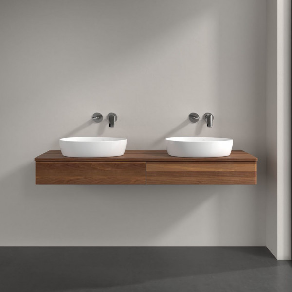 Dubbel Wastafelmeubel Villeroy en Boch Antao 1600x190x500mm Warm Walnut