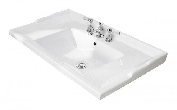 Lavabo Meuble Bayswater Traditional 3 trous, 820mm Blanc
