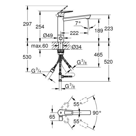 Grohe Wastafelmengkraan BauLoop Chroom