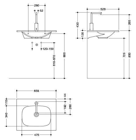 Hewi Hangende Wastafel met Kraan 658 mm Alpenwit 950.19.035