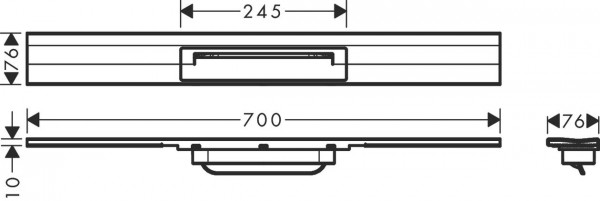 Douchegoot Hansgrohe RainDrain Flex 700mm snijdbaar Geborsteld Zwart Chroom