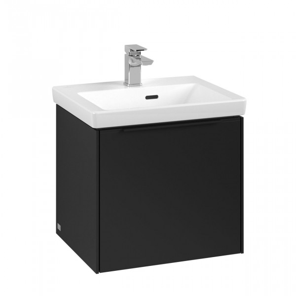 Villeroy & Boch Subway 3.0 wastafelonderkast 50x40x40cm met Volcano Black greep 1 softclose lade 1 sifonuitsparing spaanplaat volcano black c58001vl