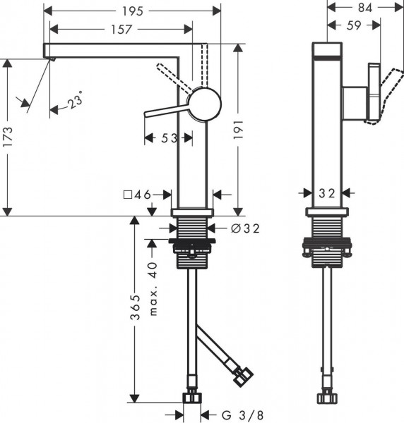 1 Gats Mengkraan Hansgrohe Tecturis E Fine 150 Coolstart Push-Open afvaltrim 190x195 mm Geborstel...