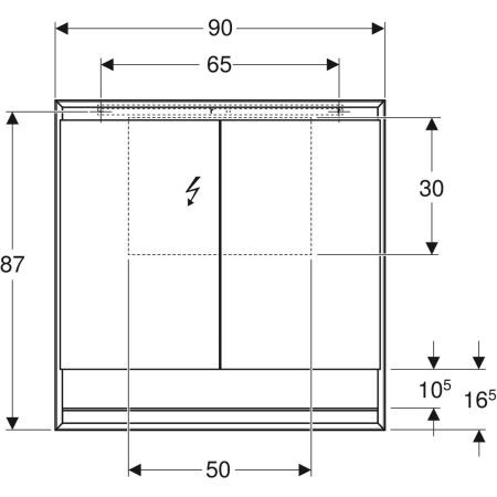 Badkamerkasten Geberit ONE 2 deuren, met nis 900x900mm Wit