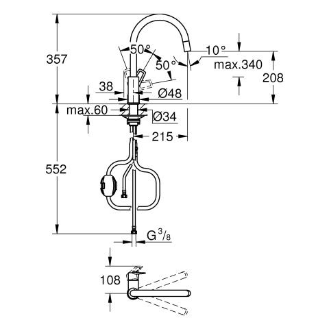 1 Gats Mengkraan Grohe BauLoop Chroom