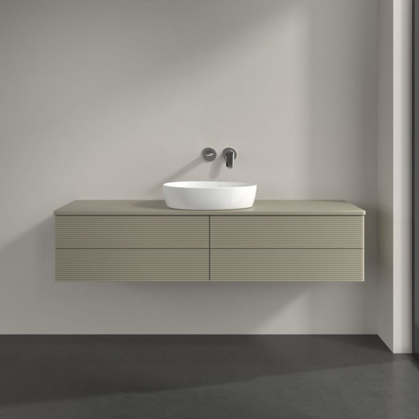 Wastafelmeubel Voor Opzet Waskom Villeroy en Boch Antao 1600x360x500mm Stone Grey Matt Lacquer