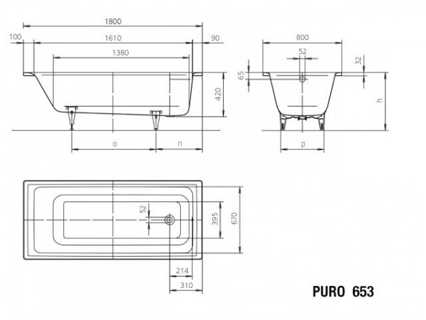 Kaldewei Standaard Bad model 653 Puro (256300010)