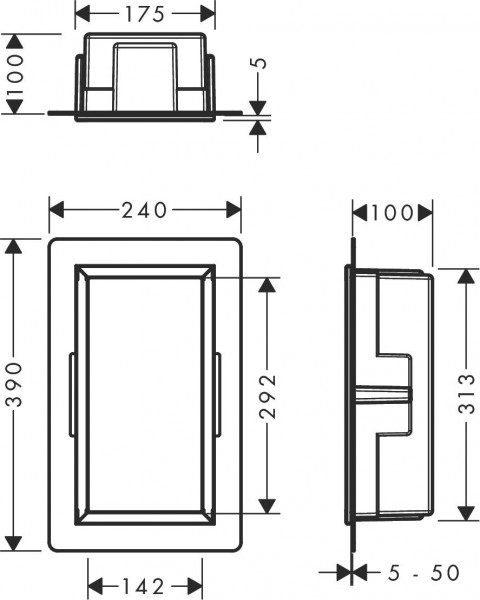 Plank Hansgrohe XtraStoris Wandnis met frame 240x390mm Mat Wit