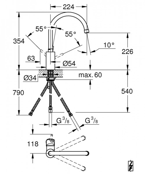 Grohe Keukenmengkraan New Concetto Chroom 31132001