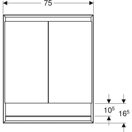 Badkamerkasten Geberit ONE Ingebouwd, 2 deuren, met nis 750x900mm Aluminium