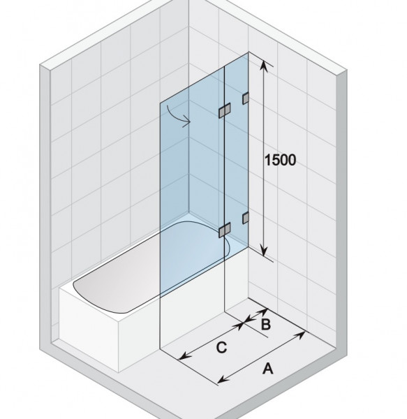 Badwand Draaibaar Riho Scandic NXT Rechtse versie 900x1500mm Chroom