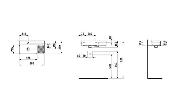 Fontein Toilet Laufen VAL plank 600mm Mat Wit