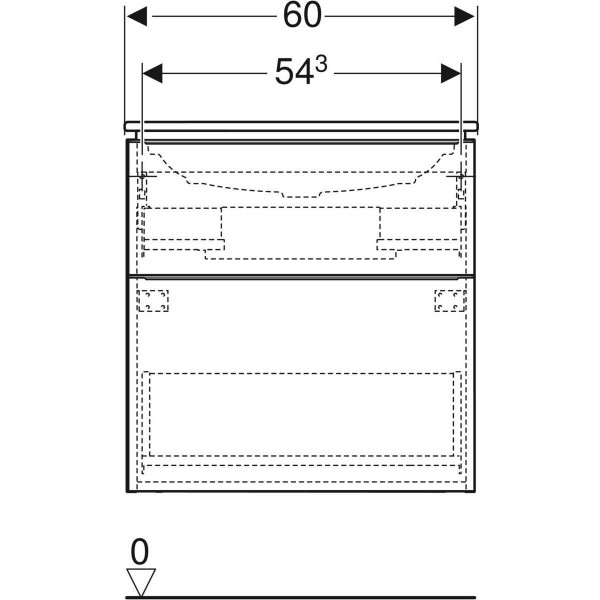 Ensemble Meuble Salle de Bain Geberit iCon Meuble 2 tiroirs et lavabo, KeraTect 600mm Noyer/Lava