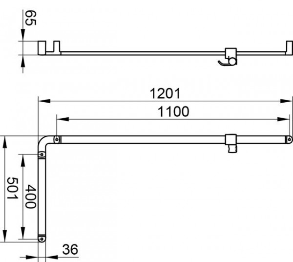 Keuco Badgreep Elegance schuine 90 ° 501/1201mm 31606011101