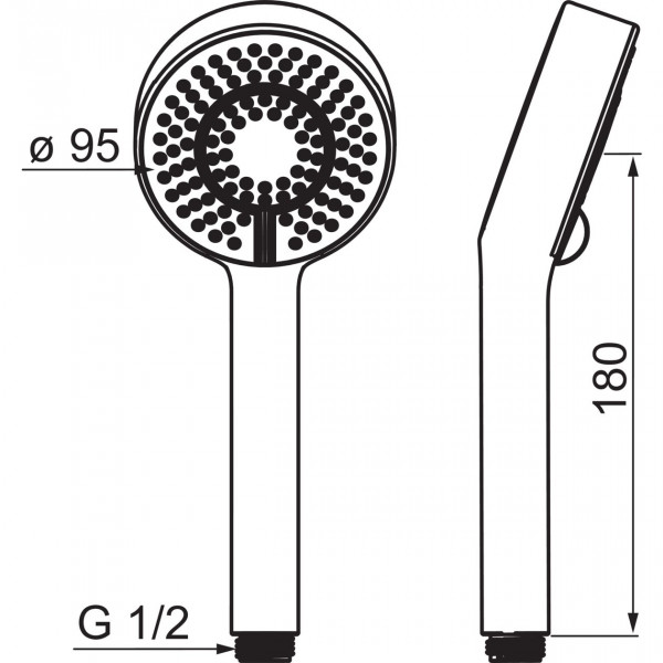 Handdouche Hansa BASICJET 3 stralen, waterbesparing Zwart Mat