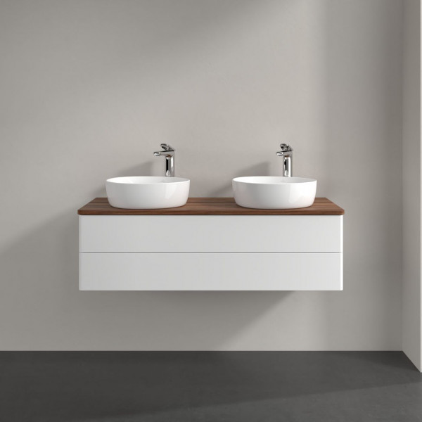 Dubbel Wastafelmeubel Villeroy en Boch Antao 1200x360x500mm White Matt Laquered/Warm Walnut