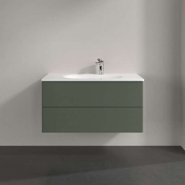 Wastafel Onderkast Villeroy en Boch Antao 2 laden 988x504x496mm Leaf Green Matt Lacquer