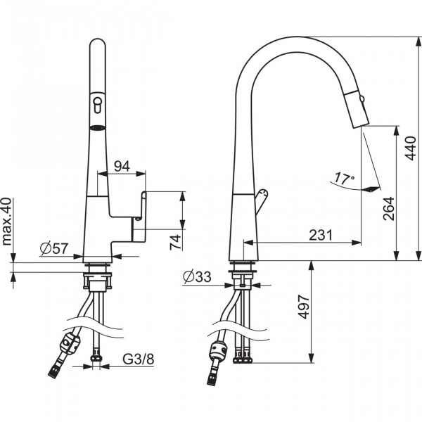 Hansa Designo keukenkraan met uittrekbare handdouche chroom 51362283