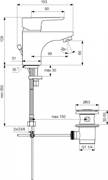 Ideal Standard Eéngreeps wastafelmengkraan CeraPlan III Chroom