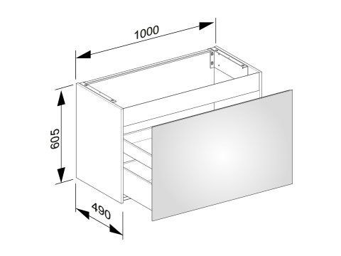 Wastafel Onderkast Keuco X-Line 1 lade, 1000x605x490mm Kasjmir