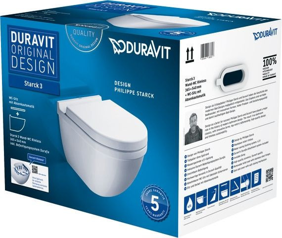 Pack WC Suspendu Duravit Starck 3 SoftClose WonderGliss 370x425mm Blanc