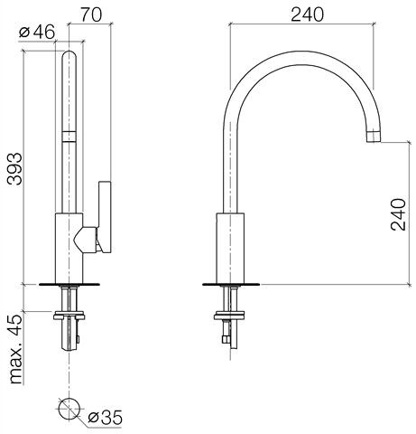 Dornbracht Keukenmengkraan Tara Ultra Enkele controle 393mm