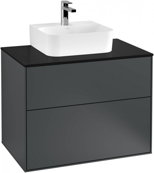 Meuble Pour Lavabo Encastrable Villeroy et Boch Finion Midnight Blue/Glass Black F08200HG