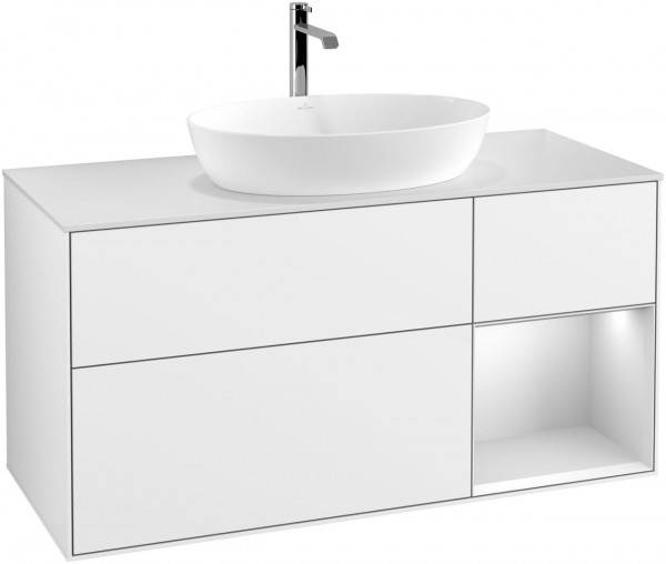 Meuble Pour Vasque à Poser Villeroy et Boch Finion Glossy White/Glass White FA71MTGF