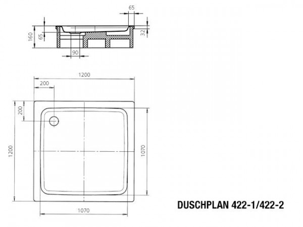 Kaldewei Douchebak Vierkant Mod.422-1 Duschplan (432200010)