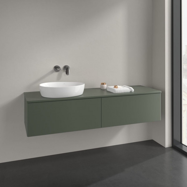 Meuble Pour Vasque à Poser Villeroy et Boch Antao à gauche 2 tiroirs 1600x360x500mm Leaf Green Matt Lacquer