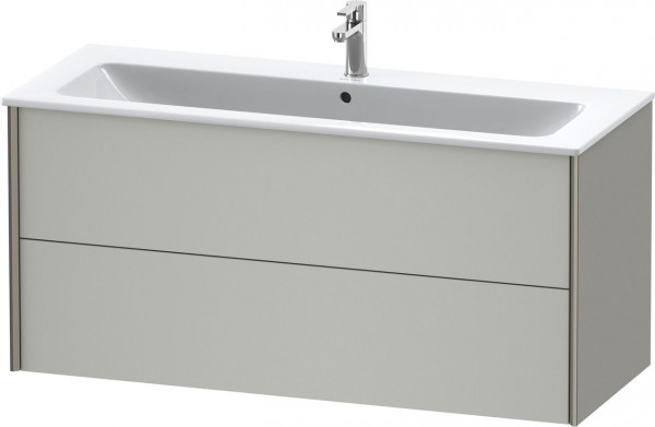 Meuble Pour Lavabo Encastrable Duravit XViu suspendu 2 tiroirs, pour lav. ME 1210mm Gris béton mat/Champagne XV41280B107