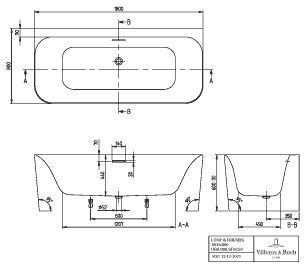 Tegen de muur bad Villeroy en Boch Loop & Friends Square Duo 1800x800 mm Alpenwit